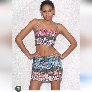 Fleur Du Mal Floral Print Mini Skirt Size 8